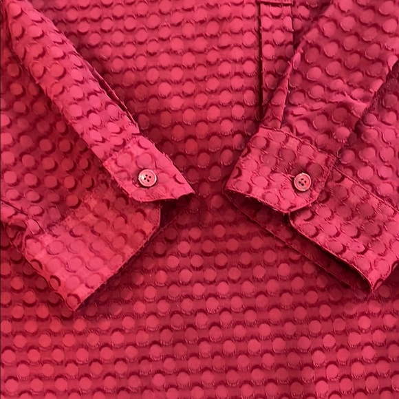 New Talbots Medium Red Long Sleeve Mandarin Collar Blouse - Picture 5 of 12